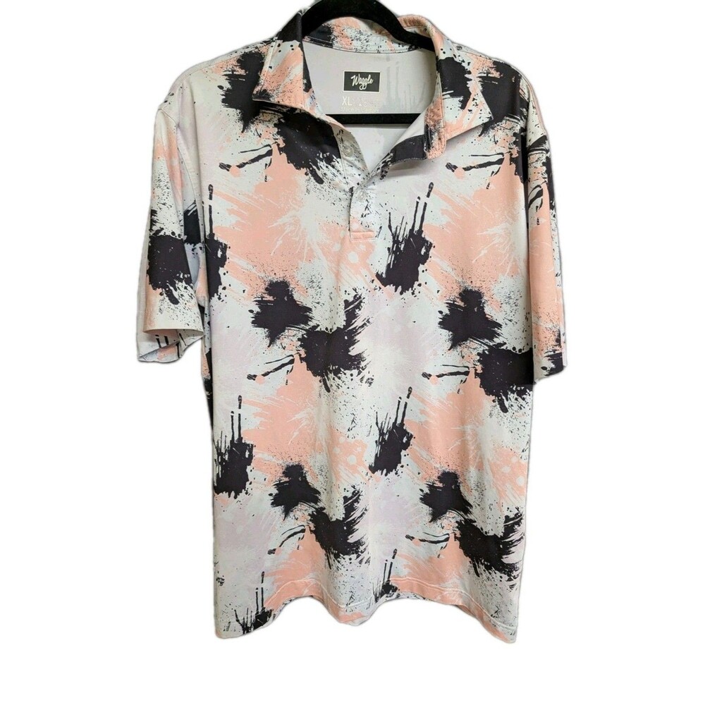 Waggle Golf Polo Men's XL The Weekender Shirt Paint Splatter Activewear